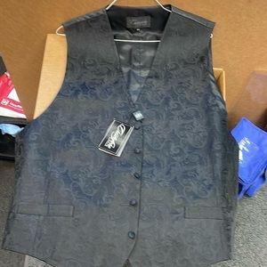 Black Silk Paisley Tuxedo Vest size 3X New